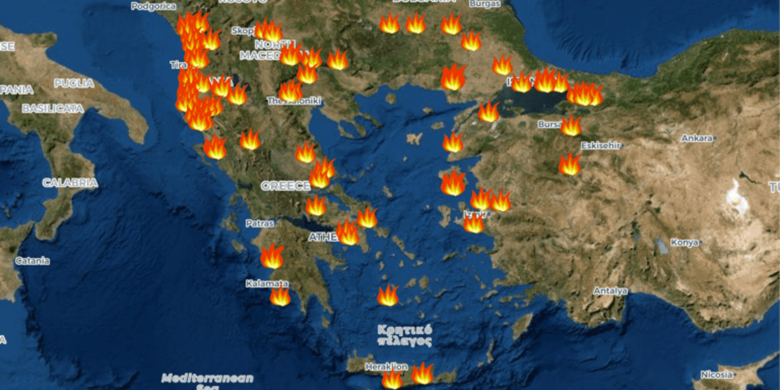 Fires in Greece Map