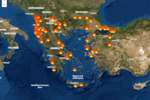 Fires in Greece Map