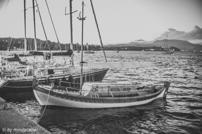 Eveningrise with Sailing Boats - Koroni in Black & White
