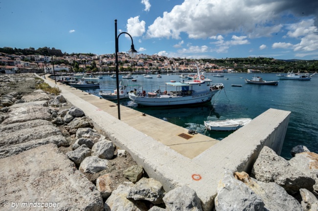 Koroni Harbour with Skyline From top of Mole - Sea Story