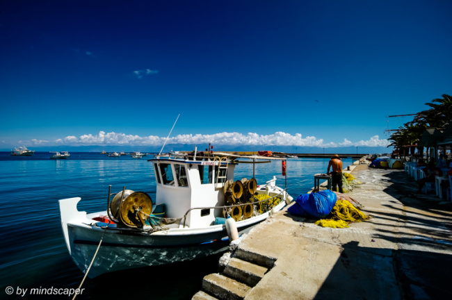 White Fisherboat in Koroni Harbour