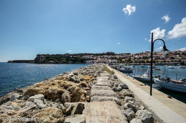 Koroni Harbour and Kastro with Skyline From top of Mole - Sea St